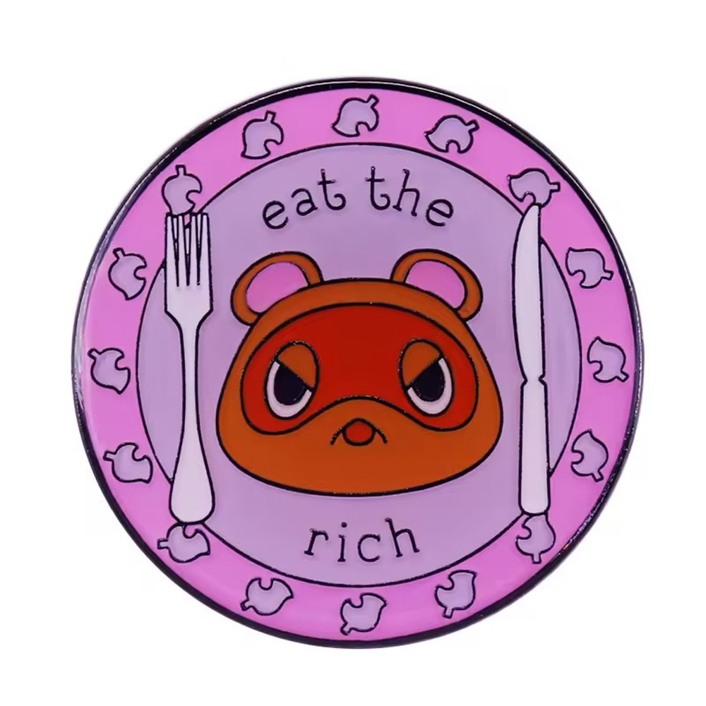 Eat The Rich Enamel Pin – Animal Crossing Inspired Tom Nook Brooch